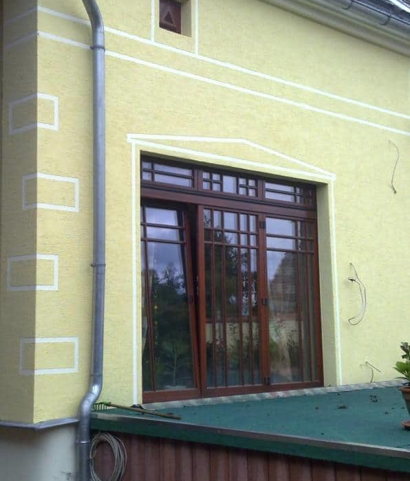 Holz Balkontür Teak Falt-Schiebe-Kipp Tür mit Oberlicht & Wiener Sprossen