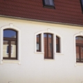 Denkmalgeschütztes Holzfenster 2 Flügelig mit Stichbogen Oberlicht