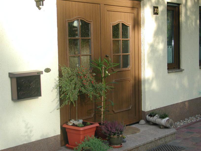 Kunststoff Haustür mit Rodenberg Füllungen 202-15 Golden Oak