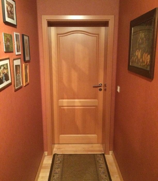 Innentür Buche Furnier als Stiltür Kassetten Füllung geschwungen & Edelstahl-Chrom Rosettengarnitur